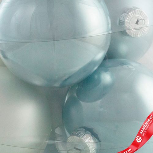 Фото 4: Набор шаров 6шт. в тубе (стекло), D10см, микс голубой/белый