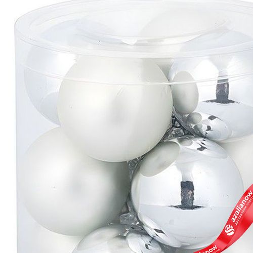 Фото 5: Набор шаров 12шт. в тубе (стекло), D4см, в асс., серебряный