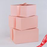 Маленькое фото 1: Набор коробок, подарочных, квадратных, 3шт. (картон), 20х20хН11см, розовый