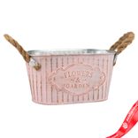 Маленькое фото 2: Кашпо с ручками (металл), 24x14хH11см, розовый
