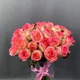 Фото флориста 3: Букет из 31 розовой розы с лентой, 40 см, Россия