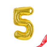 Маленькое фото 1: Шар с гелием «Цифра - 5», 102 см., золото