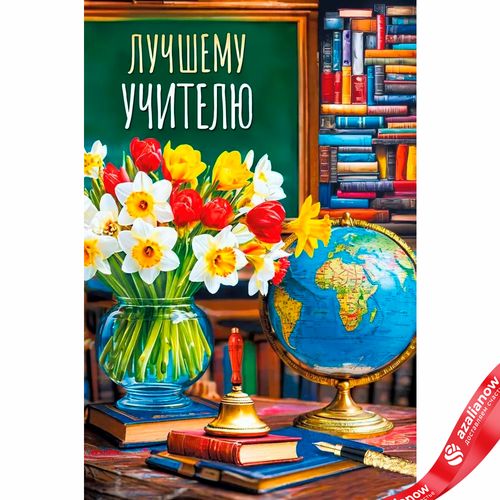 Открытка «Лучшему учителю (букет цветов)», 12,2×18,2 см