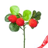 Маленькое фото 1: Ветка клубники, 28см, красный