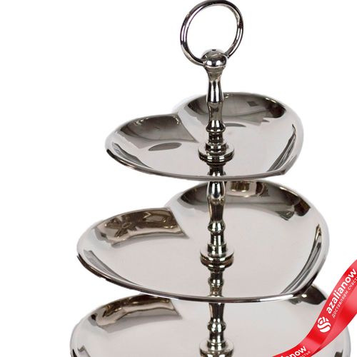 Фото 2: Подставка «Сердце» 3 яруса (металл), 20х23xH34см, серебряный