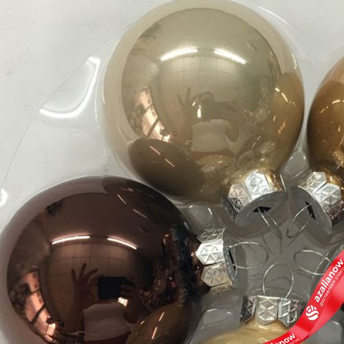 Фото 4: Набор шаров 12шт. в тубе (стекло), D3см, микс шампань/коричневый