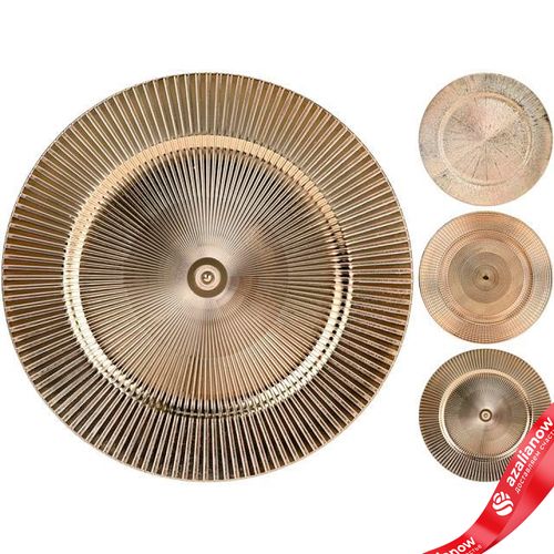 Поднос (пластик), D33см, в асс., золотой