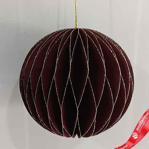 Украшение подвесное «Шар» (бумага), D8см, темно-красный