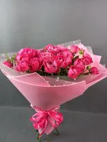 Фото флориста 1: Розовые кустовые пионовидные розы в упаковке, 7 шт.