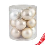 Маленькое фото 1: Набор шаров 12шт. в тубе (стекло), D4см, микс шампань/кремовый