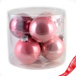 Маленькое фото 1: Набор шаров 6шт. в тубе (стекло), D8см, в асс., розовый, вид 1