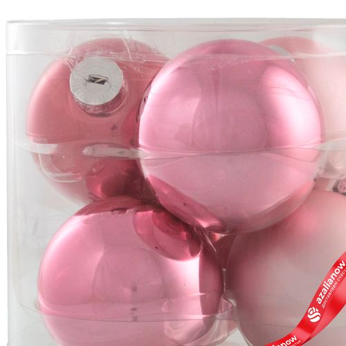 Фото 3: Набор шаров 6шт. в тубе (стекло), D8см, в асс., розовый, вид 3