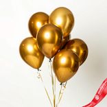 Маленькое фото 1: Композиция из 7 шаров с гелием, 30 см, золотой
