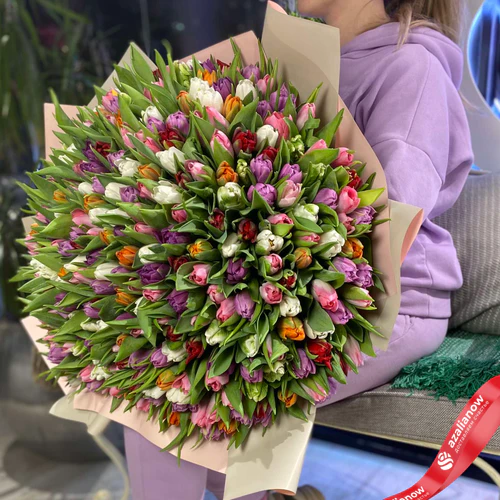 Фото 1: Букет из 301 тюльпана микс в упаковке. Сервис доставки цветов AzaliaNow