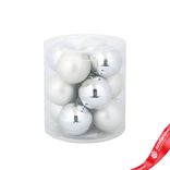 Маленькое фото 1: Набор шаров 12шт. в тубе (стекло), D4см, в асс., серебряный