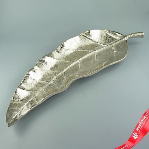 Блюдо «Лист» (металл), 48х19xH5см, серебряный