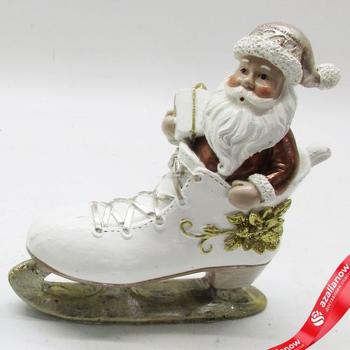 Сувенир «Санта в коньке» (полирезин), Н13,5х12,5х5см, в асс., белый/золотой