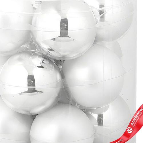 Фото 3: Набор шаров 15шт. в тубе (стекло), D6см, в асс., серебряный