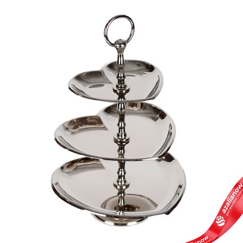 Подставка «Сердце» 3 яруса (металл), 20х23xH34см, серебряный