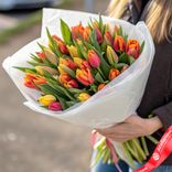 Маленькое фото 1: Букет из 45 тюльпанов в белой пленке