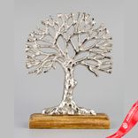 Маленькое фото 1: Сувенир «Дерево» (металл/дерево), H25x19см, серебряный