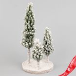 Маленькое фото 1: Елочки искусственные заснеженные на подставке, Н35х17х17см, зеленый/белый