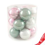 Маленькое фото 1: Набор шаров 15шт. в тубе (стекло), D6см, микс зеленый/белый/розовый