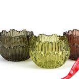 Маленькое фото 2: Подсвечник (стекло), H6х8,5x8,5см, темные цв. в асс.