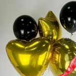 Маленькое фото 2: Композиция из 5 шаров с гелием, золотой, черный