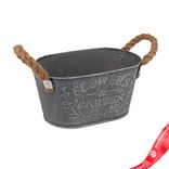 Маленькое фото 1: Кашпо с ручками (металл), 18x11,5хH9см, серый