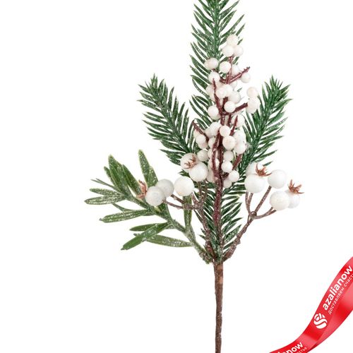 Фото 2: Ветка еловая с ягодами, H30 см, белый
