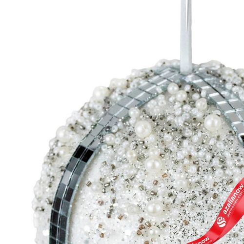 Фото 4: Украшение подвесное «Шар с зеркальными полосками», D12см, белый