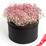 Маленькое фото 1: Букет из 9 розовых гипсофил в черной коробке. Сервис доставки цветов AzaliaNow