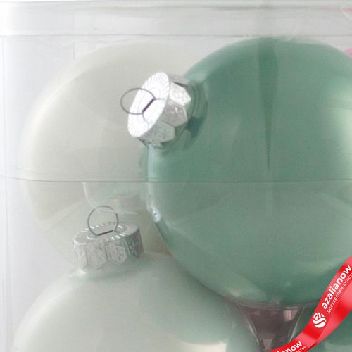 Фото 5: Набор шаров 6шт. в тубе (стекло), D10см, микс зеленый/белый/розовый