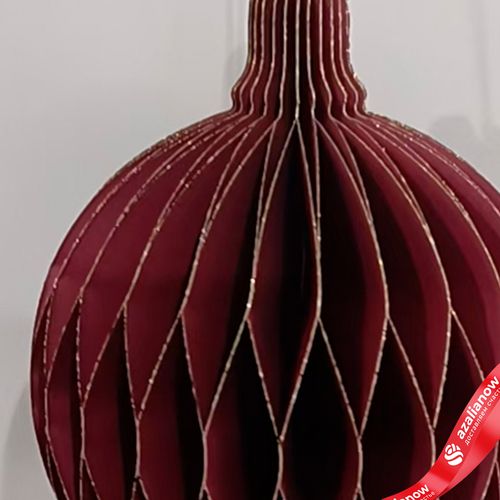 Фото 2: Украшение подвесное «Шар» (бумага), D12,5см, темно-красный