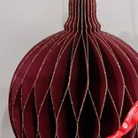 Маленькое фото 2: Украшение подвесное «Шар» (бумага), D12,5см, темно-красный