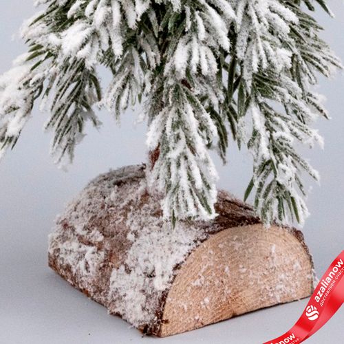 Фото 5: Ель искусственная заснеженная Н25х12х12см, зеленый/белый