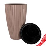Маленькое фото 2: Кашпо со вставкой «Мика Слим» (пластик), D29xH48см, 5,5л, серо-коричневый