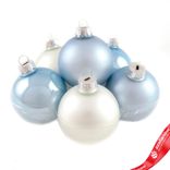 Маленькое фото 2: Набор шаров 15шт. в тубе (стекло), D6см, микс голубой/белый