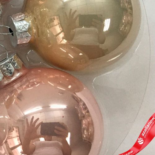 Фото 5: Набор шаров 12шт. в тубе (стекло), D3см, микс белый/розовый