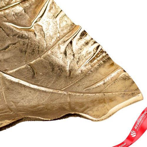 Фото 5: Блюдо «Лист» (металл), 27,5х20xH5см, золотой