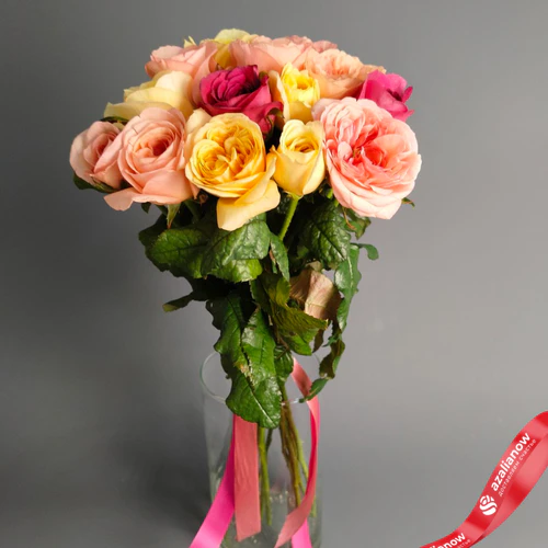 Букет из 15 пионовидных роз микс, Россия, 60 см