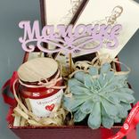 Маленькое фото 4: Подарочный набор «Мамочке» с суккулентом Эхеверия Миранда, шоколадками и ароматом для дома