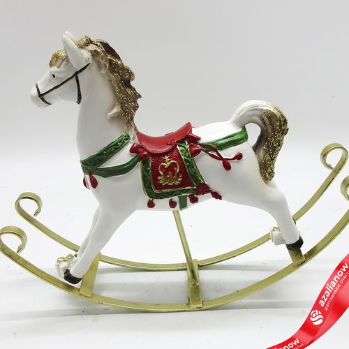 Сувенир «Лошадка» (полирезин), H18x21x5см, белый/красный