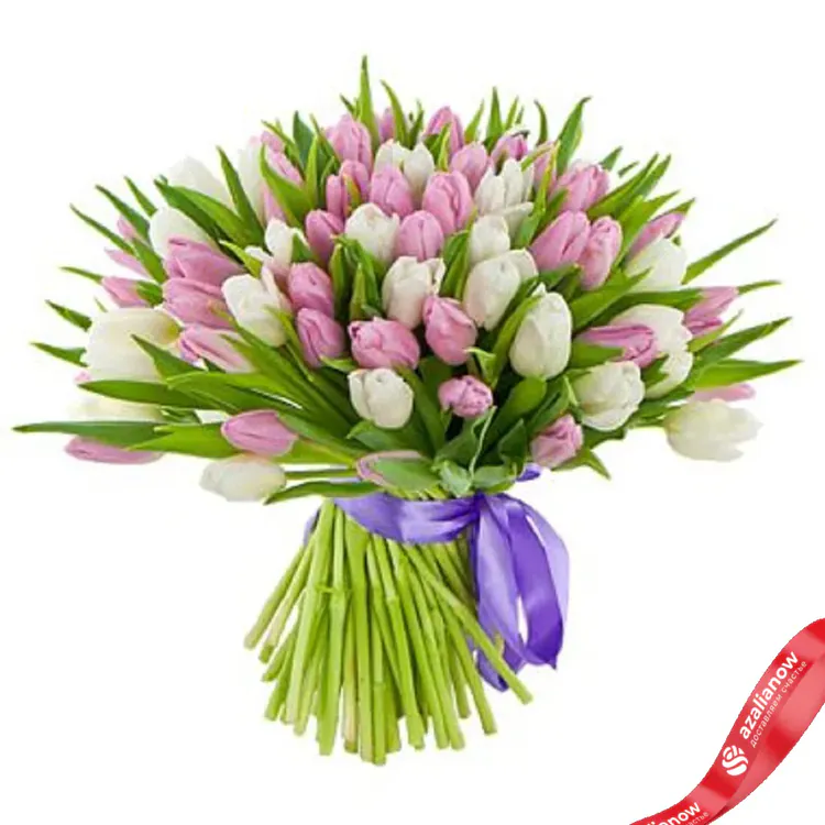 Фото 1: 101 сиреневый и белый тюльпан №2. Сервис доставки цветов AzaliaNow