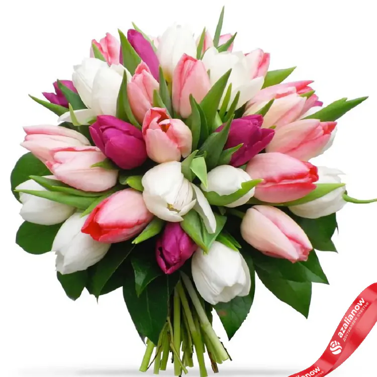 Фото 1: 29 милых тюльпанов микс. Сервис доставки цветов AzaliaNow