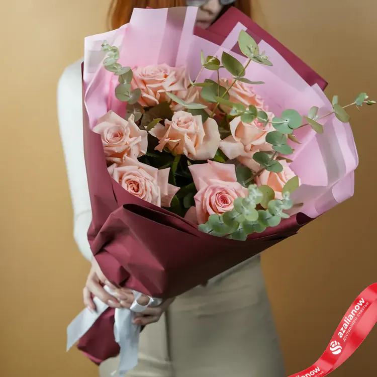 Фото 2: Букет из 9 розовых роз «Париж». Сервис доставки цветов AzaliaNow