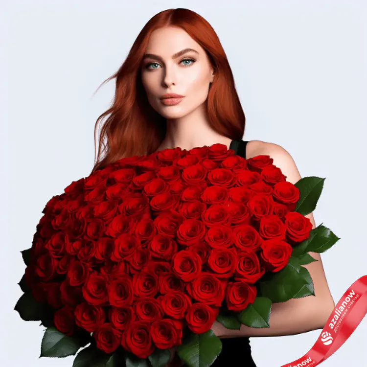 Фото 1: 101 красная роза. Сервис доставки цветов AzaliaNow