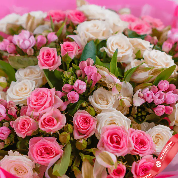 Фото 3: Букет из роз, альстромерий, бувардий «Розы в розовом». Сервис доставки цветов AzaliaNow
