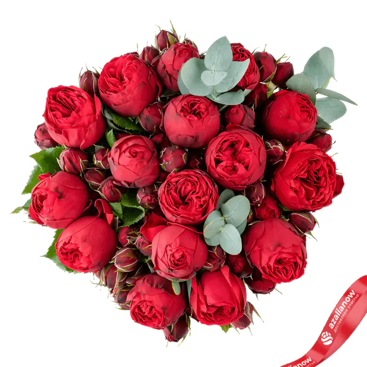 Фото 1: 15 кустовых пионовидных красных роз. Сервис доставки цветов AzaliaNow